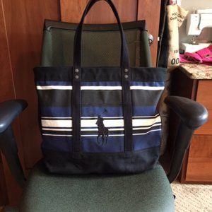 Polo Ralph Lauren Stripe Tote Bag Canvas Black